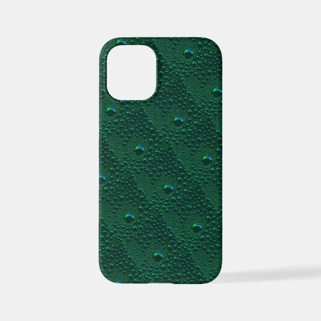 Water Drops on Green Metal iPhone Case (Back)
