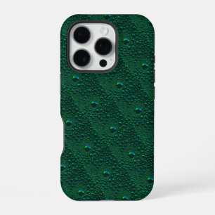 Water Drops on Green Metal iPhone 16 Pro Case