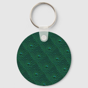 Water Drops on Green Metal Key Ring