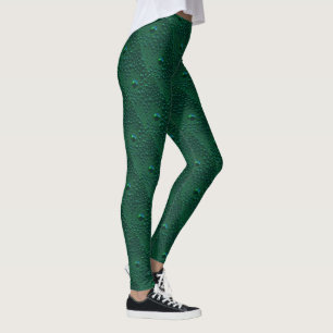 Water Drops on Green Metal Leggings