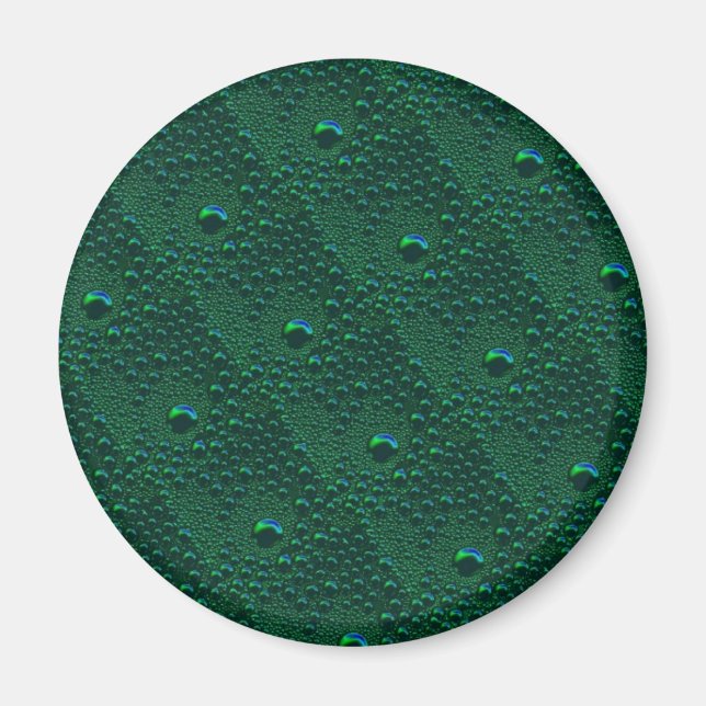 Water Drops on Green Metal Magnet (Front)