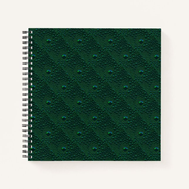 Water Drops on Green Metal Notebook (Front)