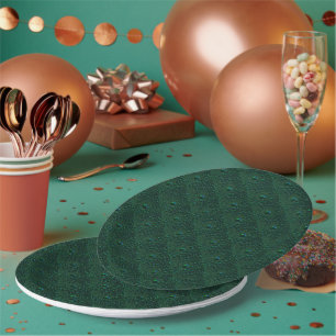 Water Drops on Green Metal Paper Plate
