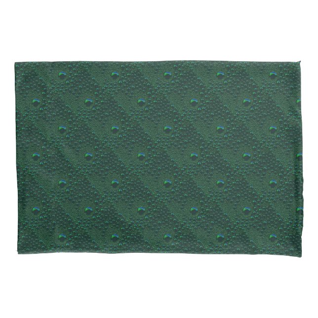 Water Drops on Green Metal Pillowcase (Front)