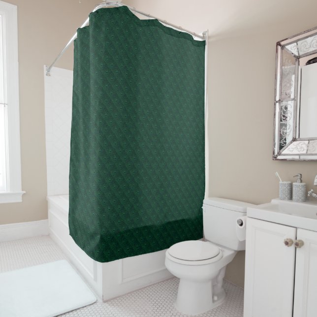 Water Drops on Green Metal Shower Curtain (In Situ)