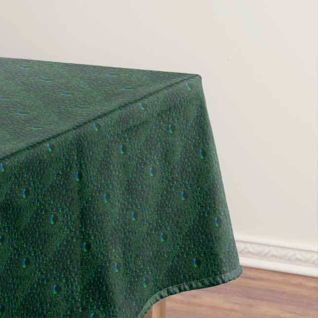 Water Drops on Green Metal Tablecloth (In Situ)