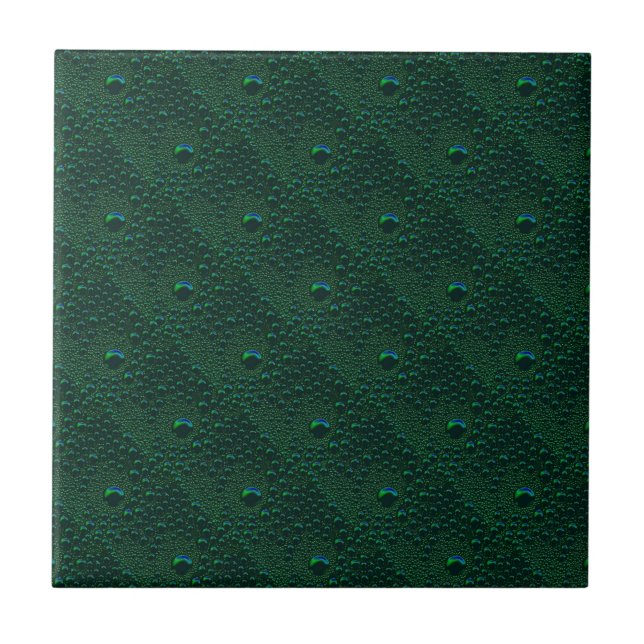 Water Drops on Green Metal Tile (Front)