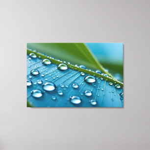 Water drops on leaves canvas print