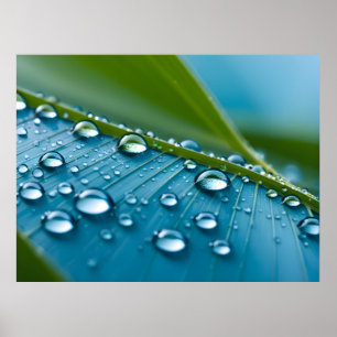 Water drops on leaves poster
