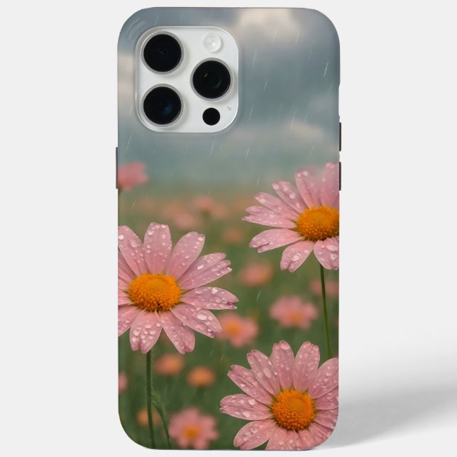 Water drops on petals of flower field under rain  Case-Mate iPhone case (Back)