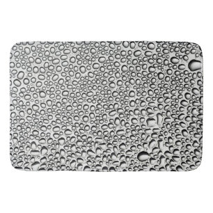 Water Drops on White Background Bath Mat