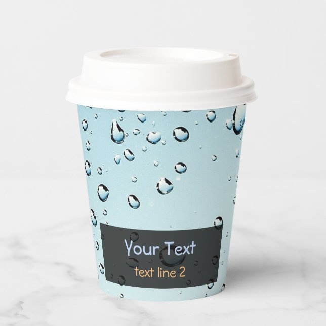 Water Drops Photo any Text Paper Cups (Front)