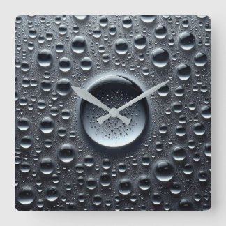 water drops square wall clock