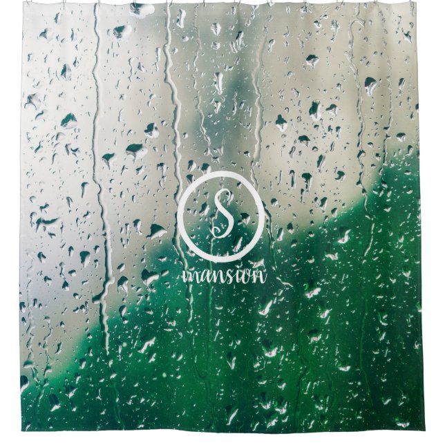 Water  Drops with Customisable Logo and Text Showe Shower Curtain (Front)