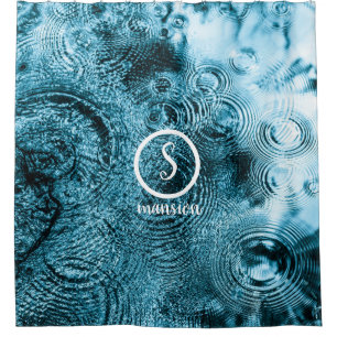 Water Drops with Customisable Logo and Text Showe Shower Curtain