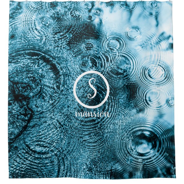 Water  Drops with Customisable Logo and Text Showe Shower Curtain (Front)
