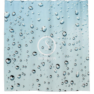 Water  Drops with Customisable Logo and Text Shower Curtain