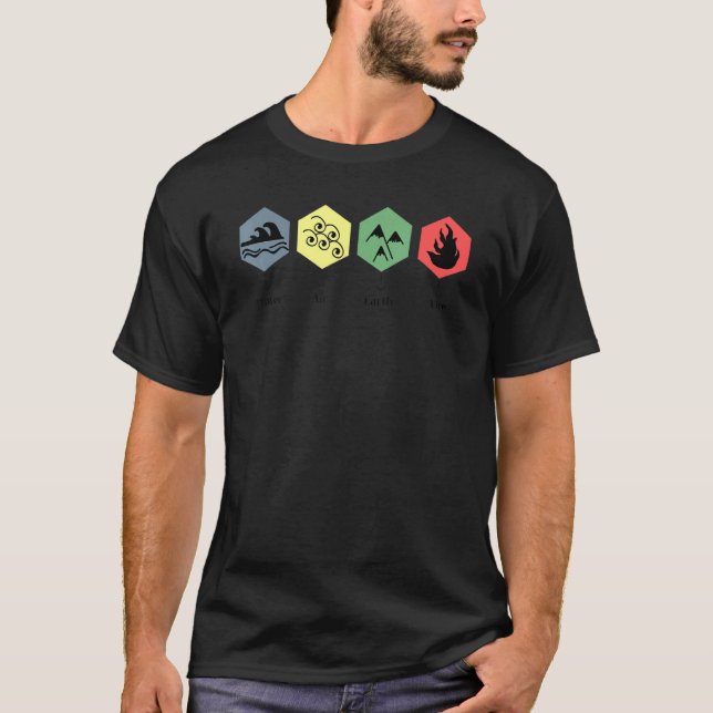 Water Earth Air Fire The Four Elements T-Shirt (Front)