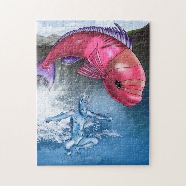 Water Element and Pink Fish Jigsaw Puzzle (Vertical)