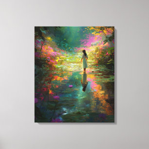 Water Fairy with Soft Pastels and Water Lilies Canvas Print