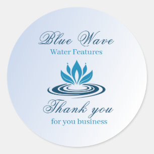 Water Feature Installation Blue Thank You Classic Round Sticker