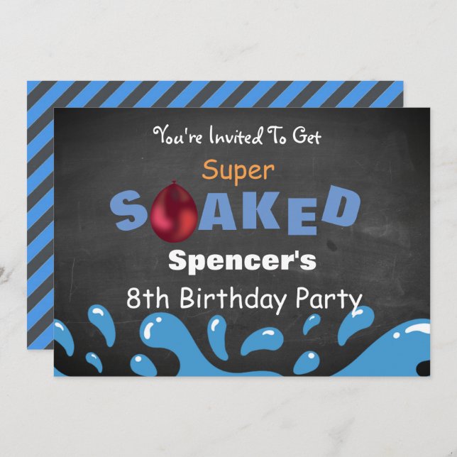 Water Fight Birthday Party Invitation (Front/Back)