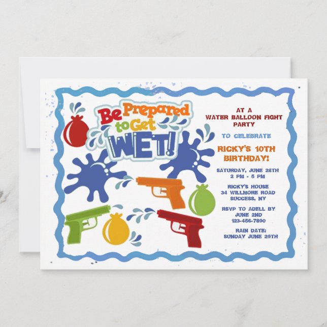 Water Fight Invitation (Front)