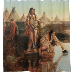 Water For Camp By Charles Marion Russell Shower Curtain