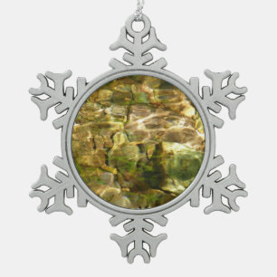 Water from Hot Springs Green-Gold Nature Snowflake Pewter Christmas Ornament