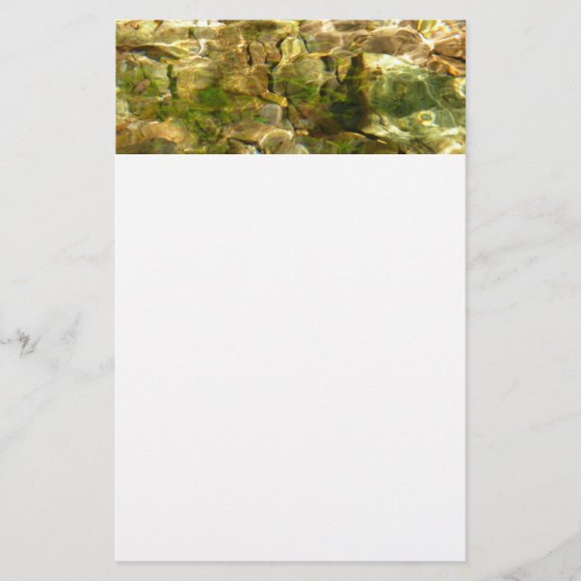 Water from Hot Springs Green-Gold Nature Stationery (Front)