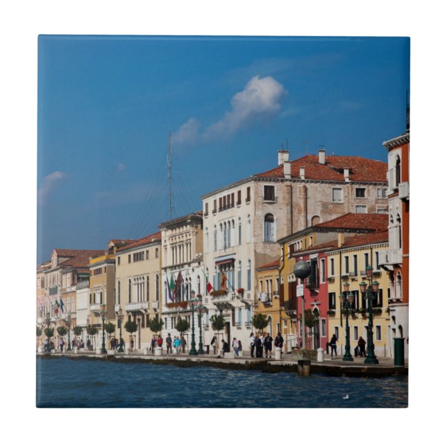 Water Front Along The Grand Canal Of Venice Tile (Front)