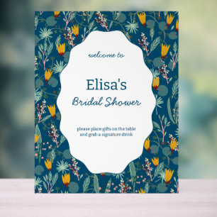 Water Garden Floral Bridal Shower Cute CUSTOM  Acrylic Sign