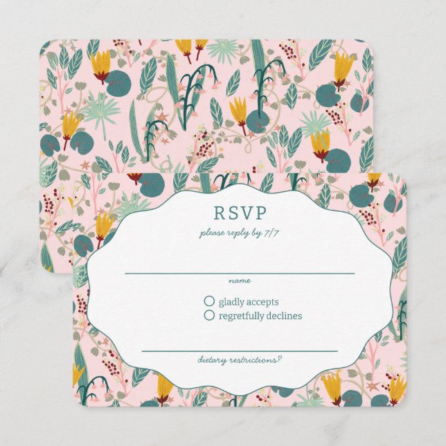 Water Garden Floral Bridal Shower Cute CUSTOM RSVP Card (Front/Back)
