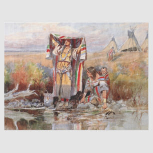 “Water Girl” Western Art by Charles M Russell Tissue Paper