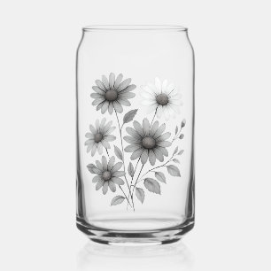 Water glasses, drinkware, daisy design can glass