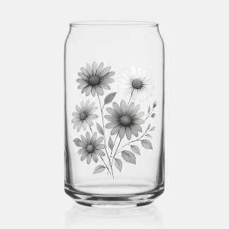 Water glasses, drinkware, daisy design can glass
