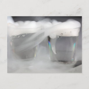 Water glasses with dry ice postcard