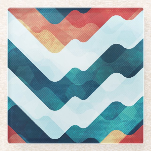 Water Grunge Effect Seamless Pattern Glass Coaster (Front)