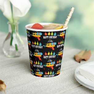 Water Gun & Balloons Summer Birthday Party Paper Cups
