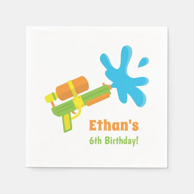 Water Gun Game Birthday Party Supplies Napkins (Front)