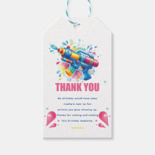Water Gun Girl Birthday Custom Gift Tags