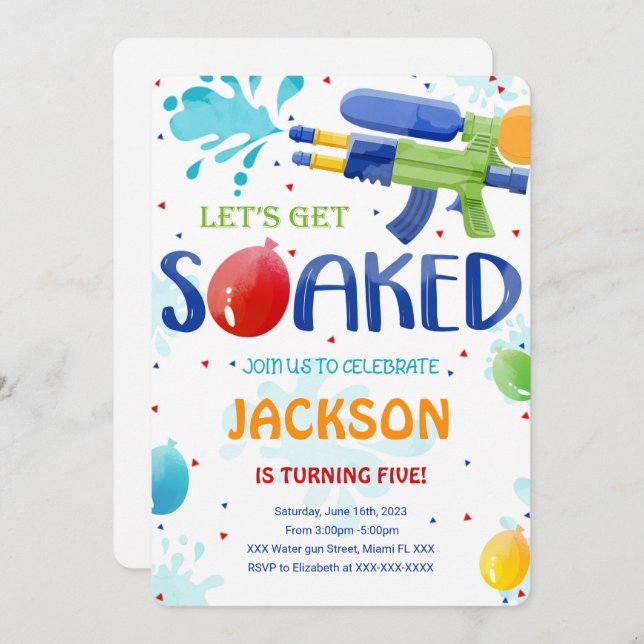Water Gun Invitations (Front/Back)