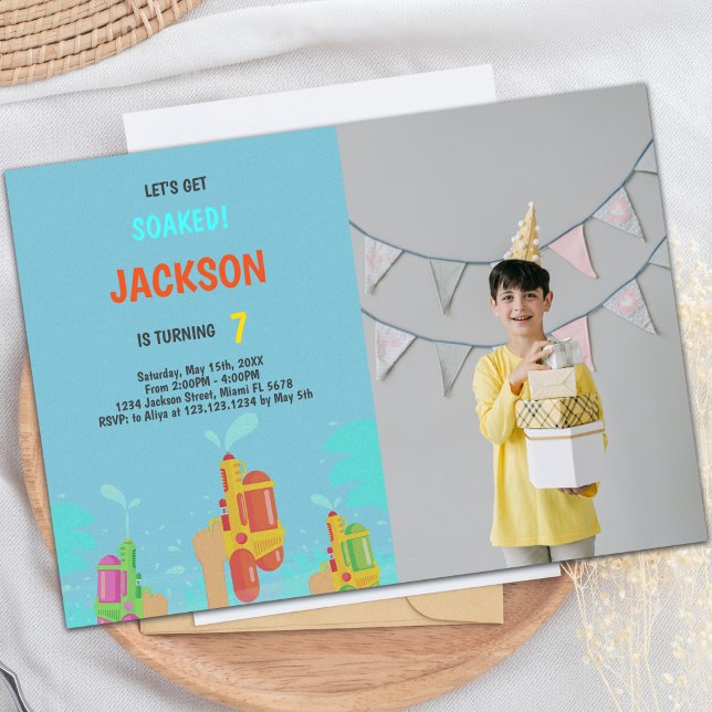 Water Gun Invitations with photo (Water Gun Invitations with photo)