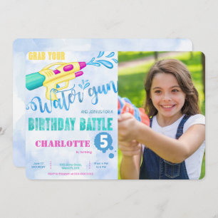 Water Gun Photo Invitations 