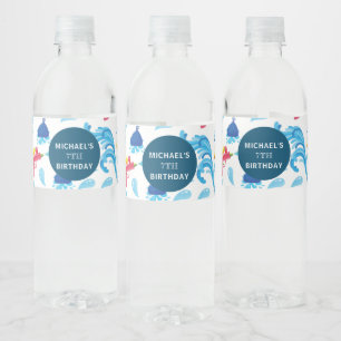 Water Gun Summer Birthday Party Personalised Bottle Label