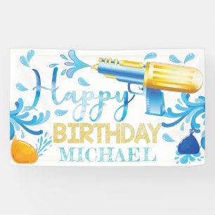 Water Gun Summer Birthday Personalised Banner