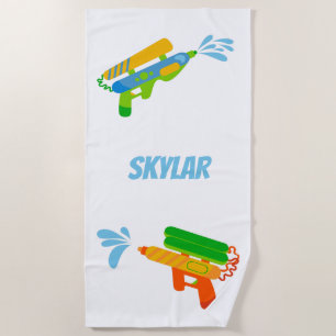 Water guns kids personalised summertime beach towel