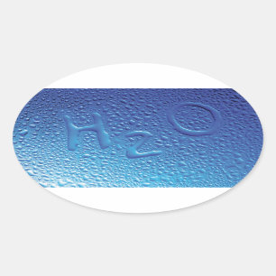 Water, H2O, Blue Oval Sticker
