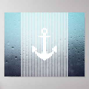 water haze monogram nautical anchor poster