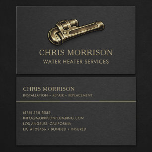 Water Heater Services Wrench Professional Business Card
